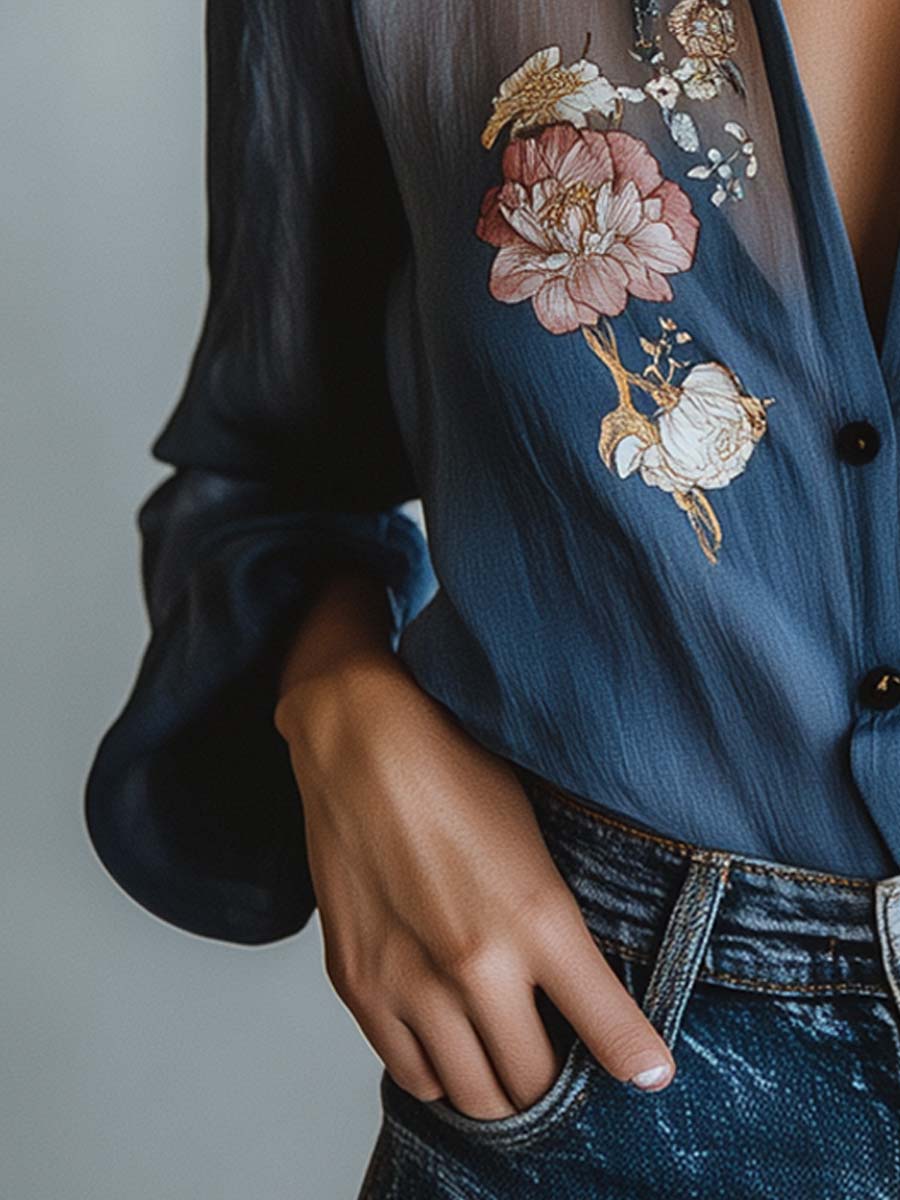Blusa donna boho floreale
