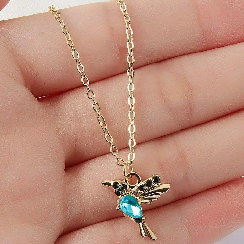 Collana con Colibrì e Zirconia e Smalto