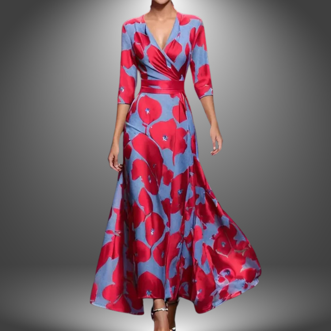 Zora | Abito maxi boho con scollo a V