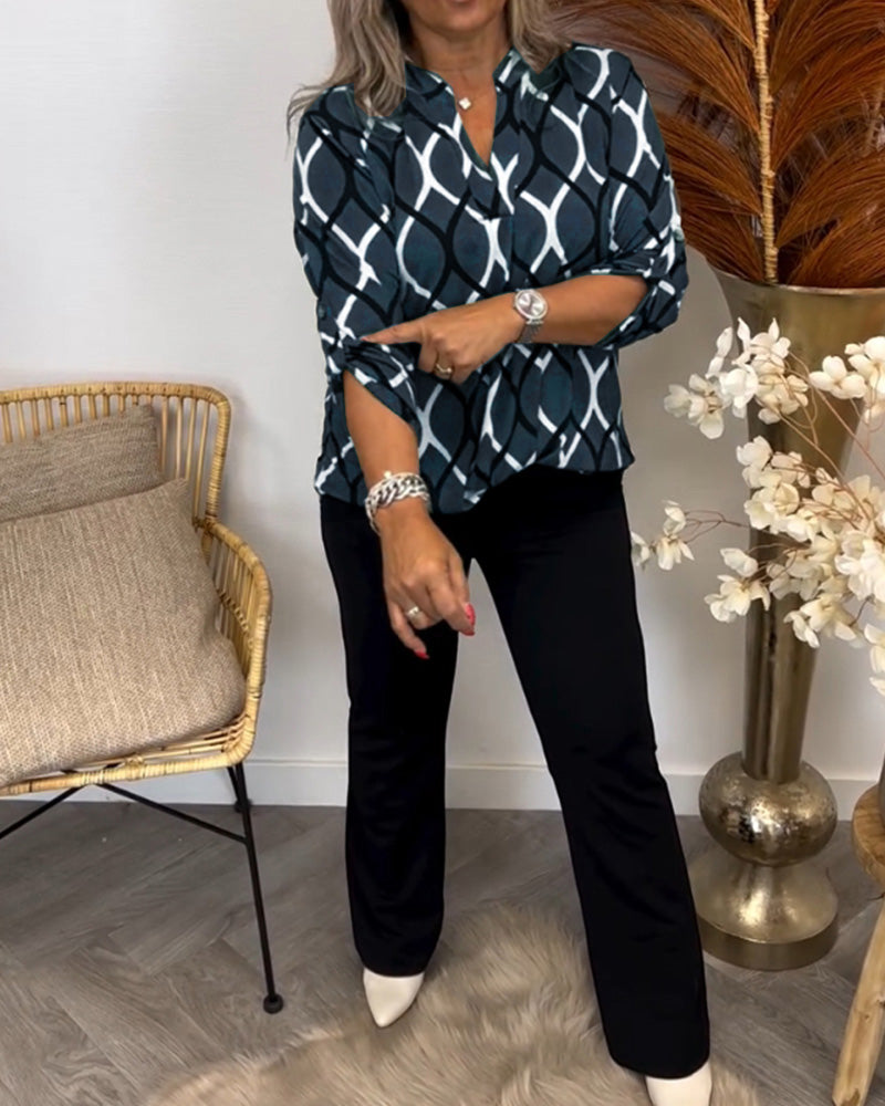 Janny | Blusa casual a maniche lunghe con fantasia elegante