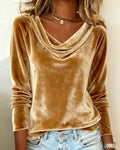 Margaret | Top in velluto con collo drappeggiato