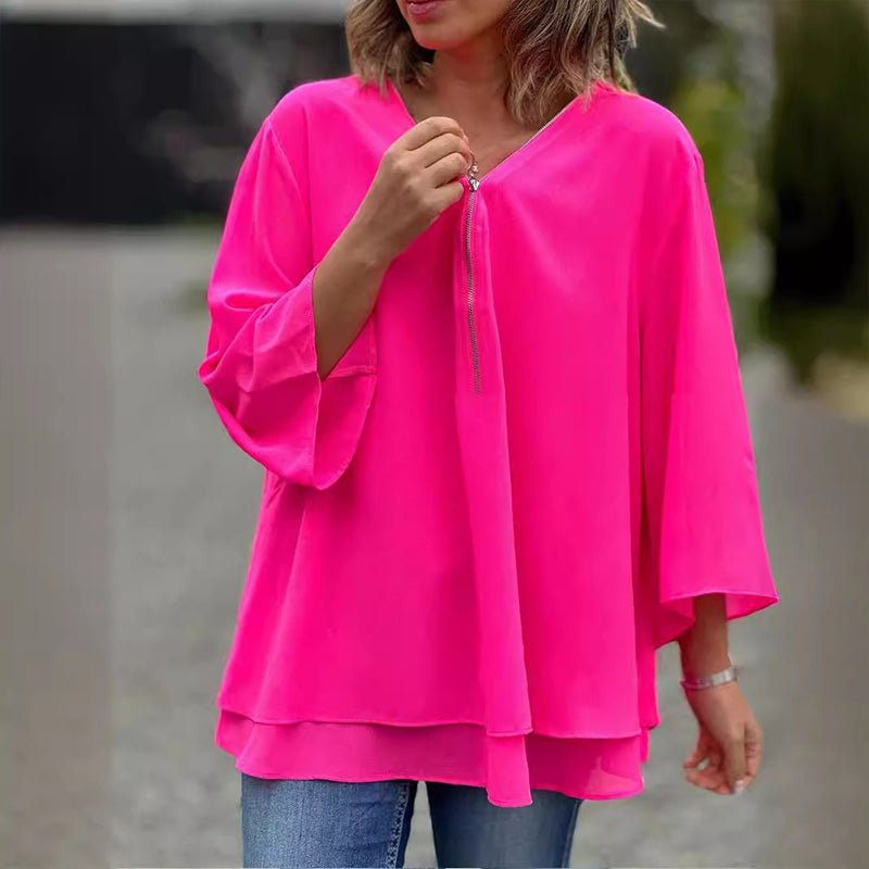 Lorelai | Blusa in chiffon con zip