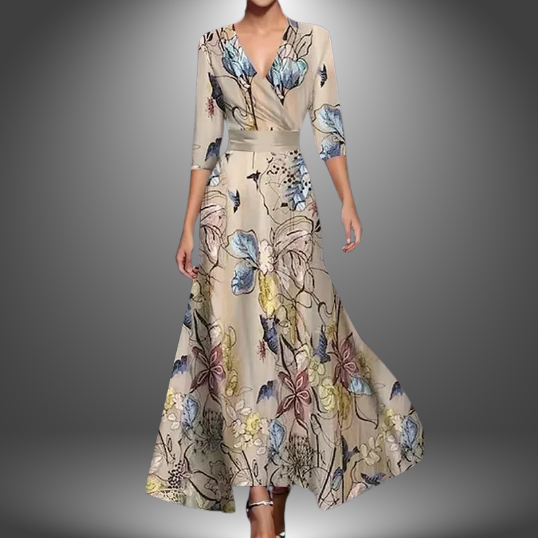 Zora | Abito maxi boho con scollo a V