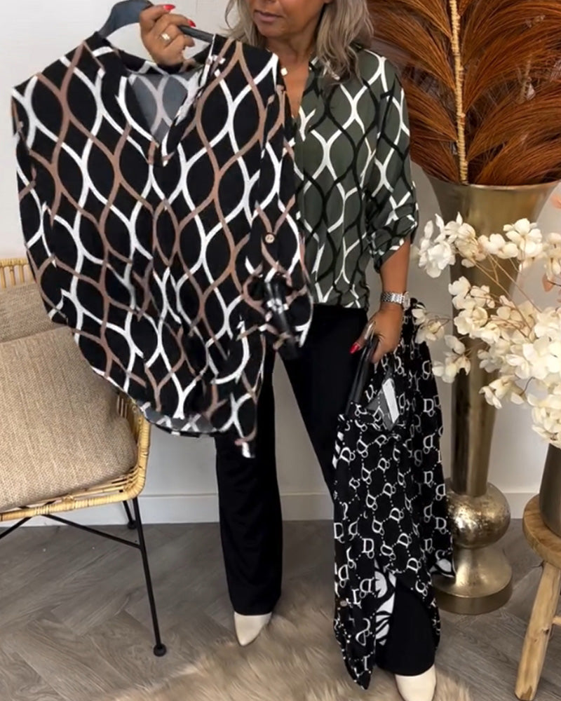 Janny | Blusa casual a maniche lunghe con fantasia elegante