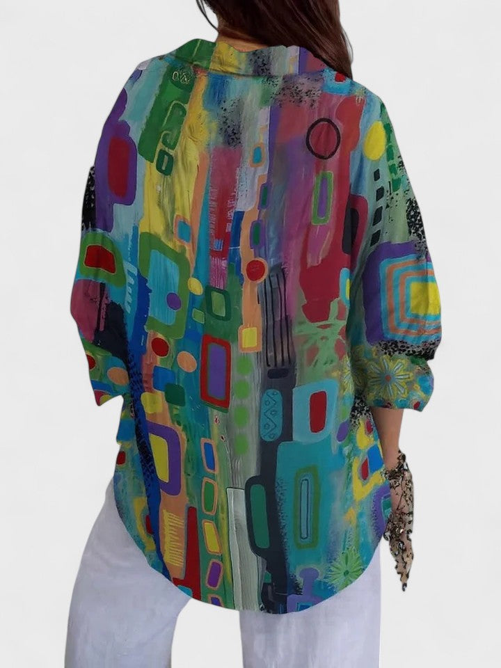 Rose | Blusa elegante con motivo geometrico