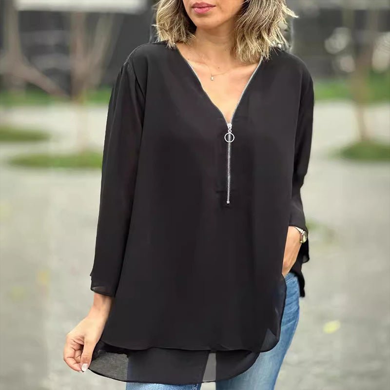 Lorelai | Blusa in chiffon con zip