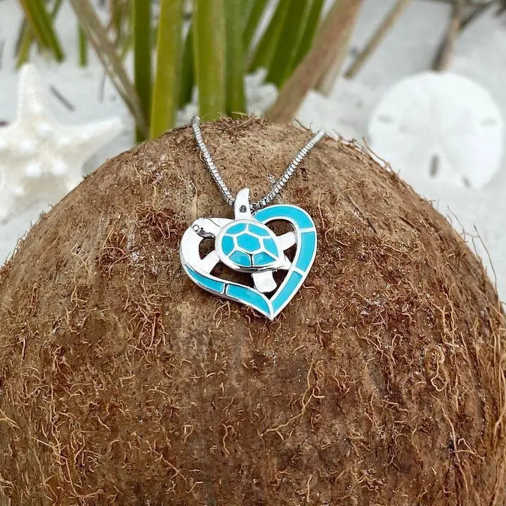 Collana a Cuore con Tartaruga Marina Argentata