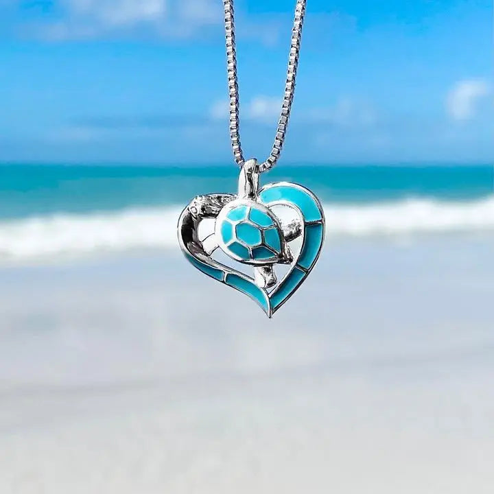 Collana a Cuore con Tartaruga Marina Argentata