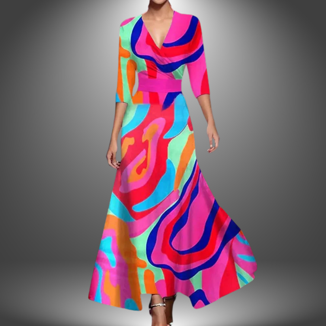 Zora | Abito maxi boho con scollo a V