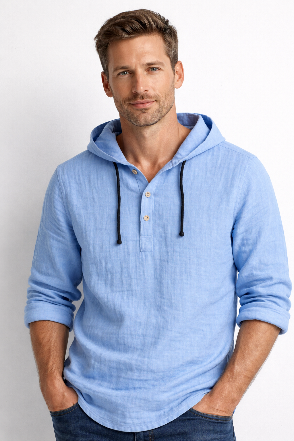 Mountain | Camicia casual in lino con cappuccio
