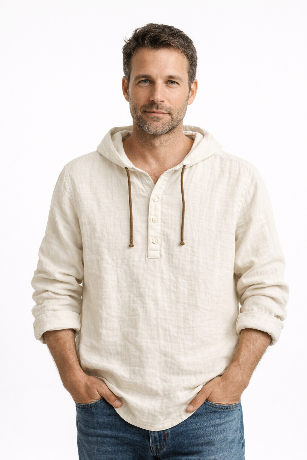 Mountain | Camicia casual in lino con cappuccio