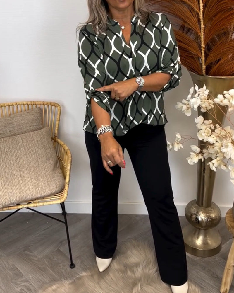 Janny | Blusa casual a maniche lunghe con fantasia elegante