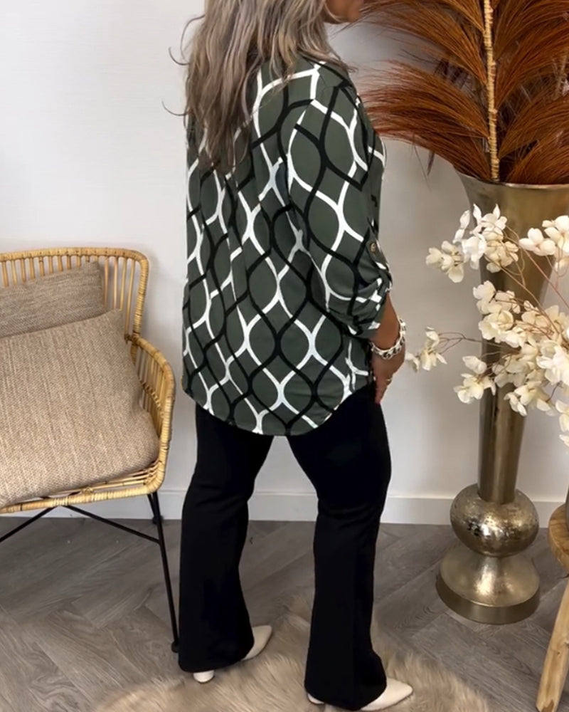 Janny | Blusa casual a maniche lunghe con fantasia elegante