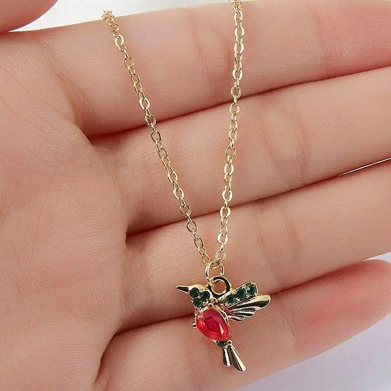 Collana con Colibrì e Zirconia e Smalto