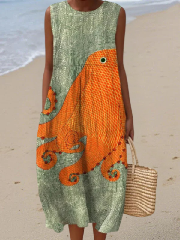 Tess | Abito midi oceanico