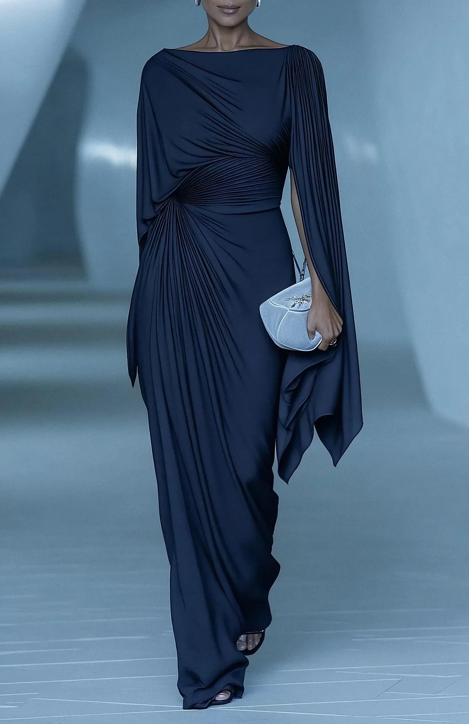 Melyssa | Abito maxi plissettato drappeggiato