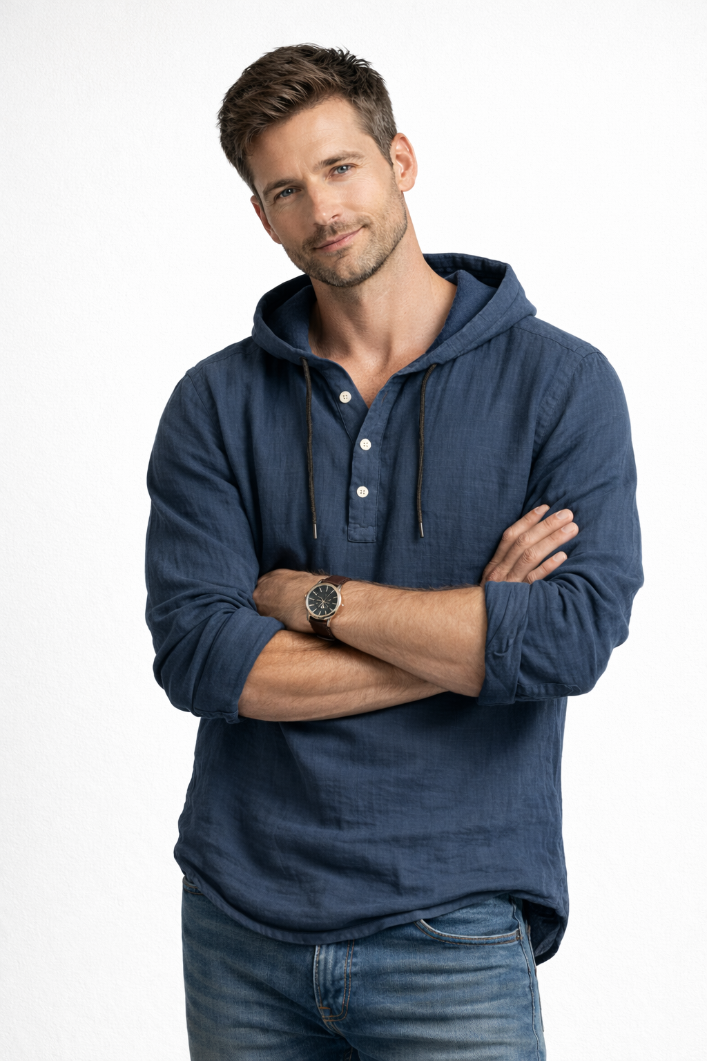 Mountain | Camicia casual in lino con cappuccio