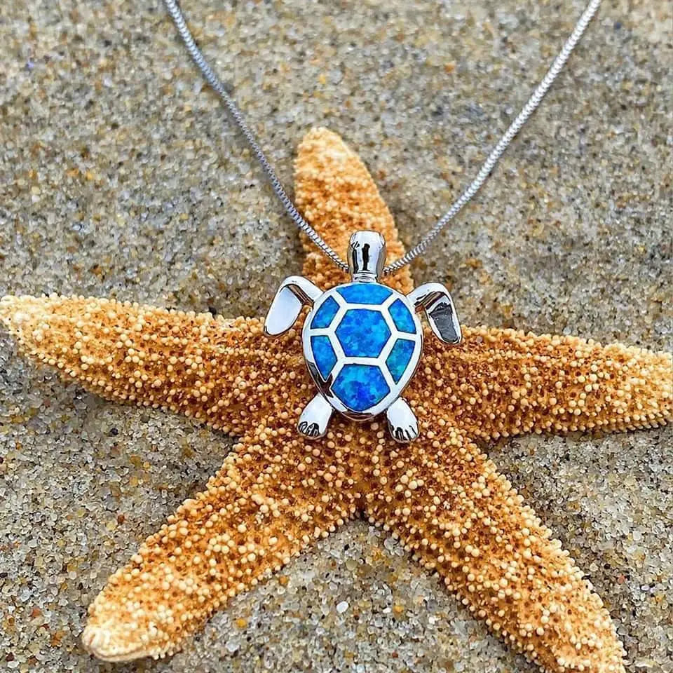 Set di Gioielli con Tartaruga Marina Ispirato al Mare e Opale