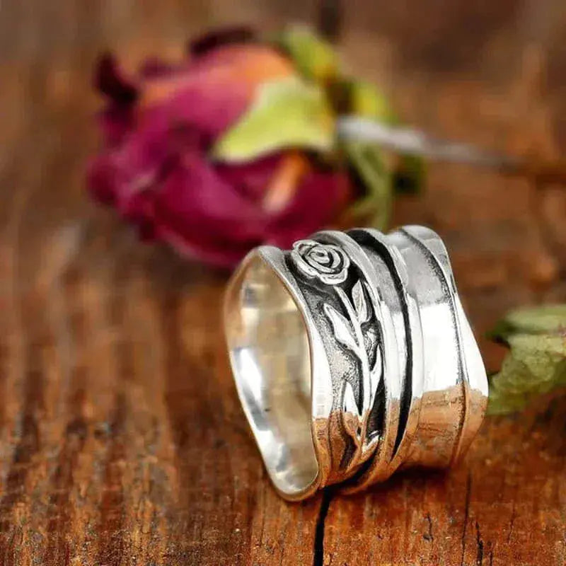 Anello Vintage Floreale Argentato