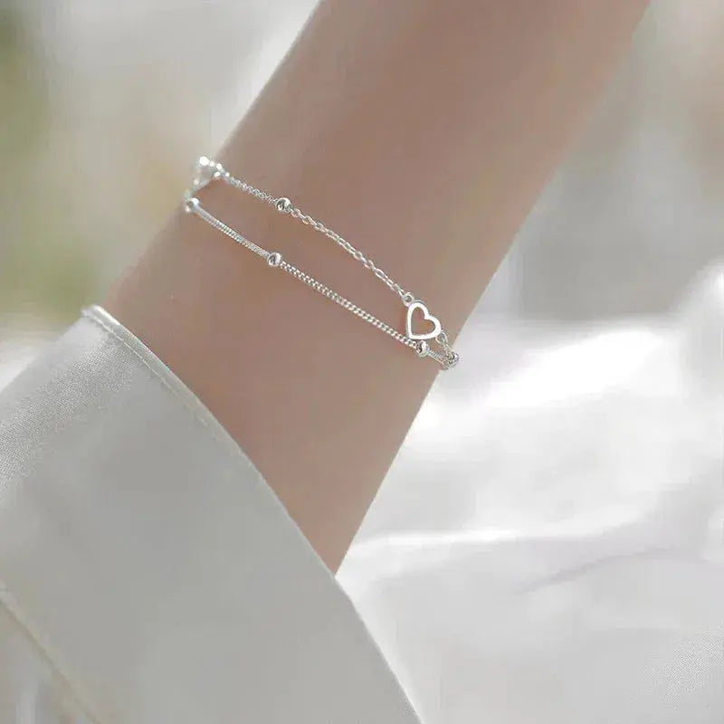 Bracciale Regolabile a Cuore Argentato