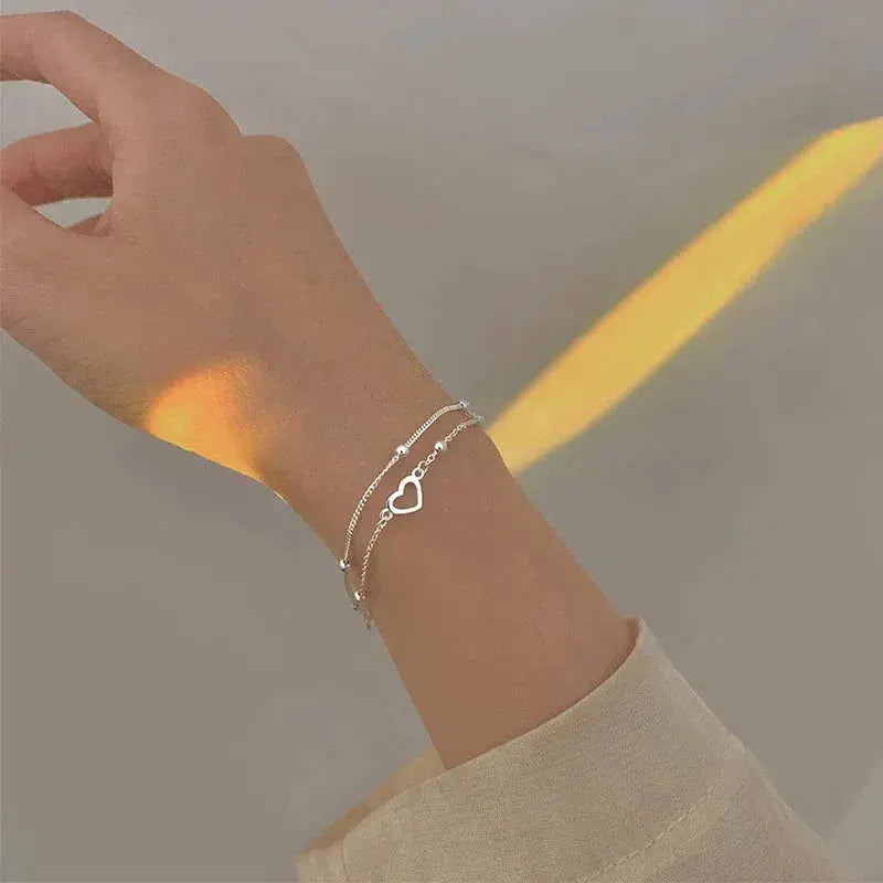 Bracciale Regolabile a Cuore Argentato