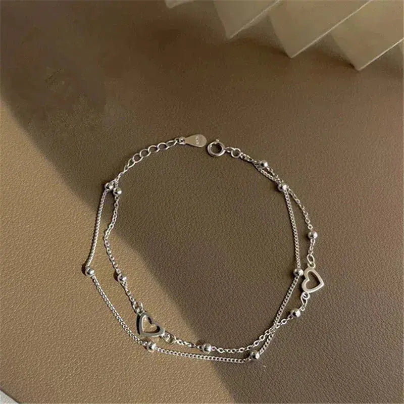 Bracciale Regolabile a Cuore Argentato