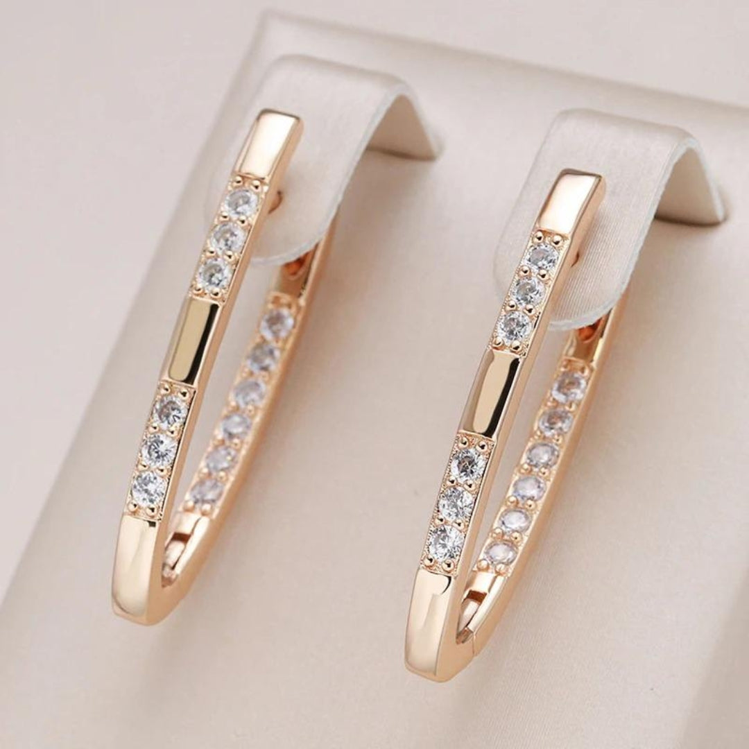 Orecchini Elegante con Zirconia Dorati