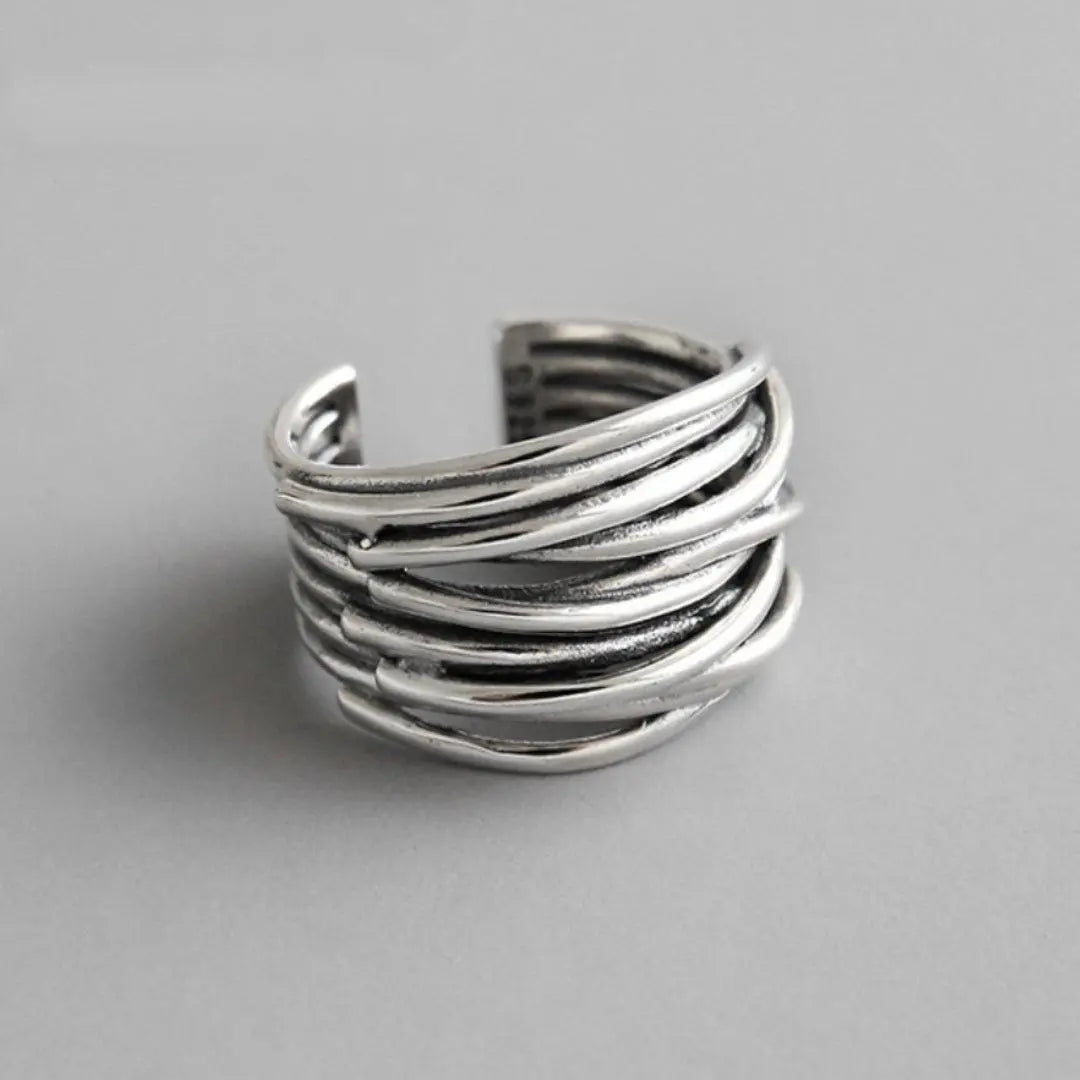 Anello Regolabile a Strati Argentato