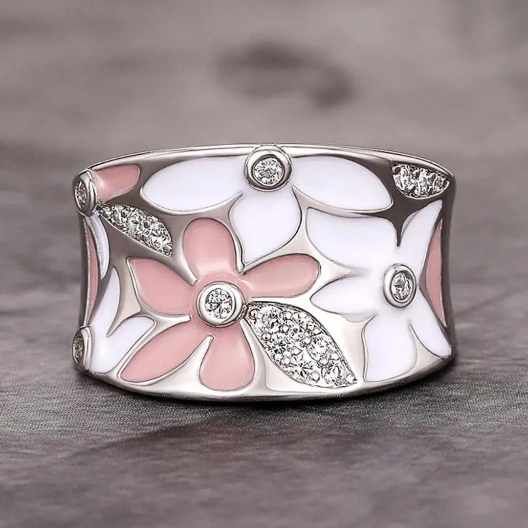 Anello Vintage Dipinto a Mano con Cristallo