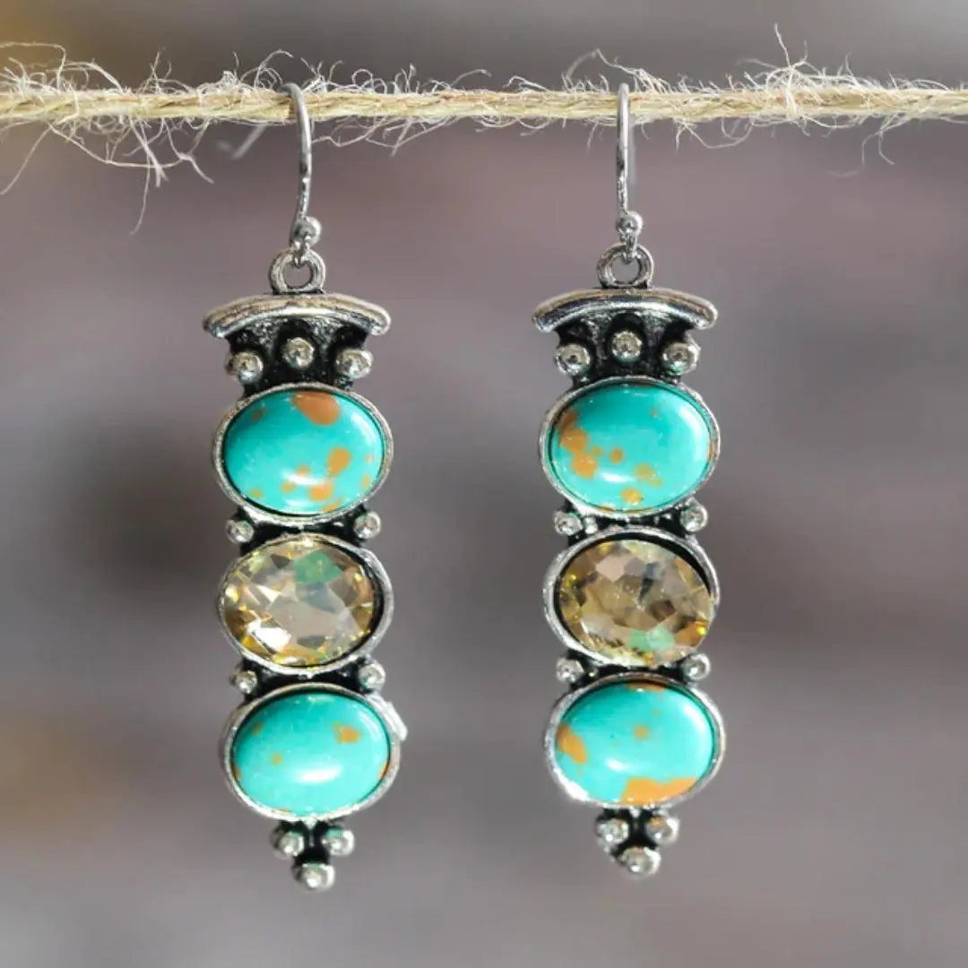 Orecchini Vintage Pendenti con Pietra Turchese