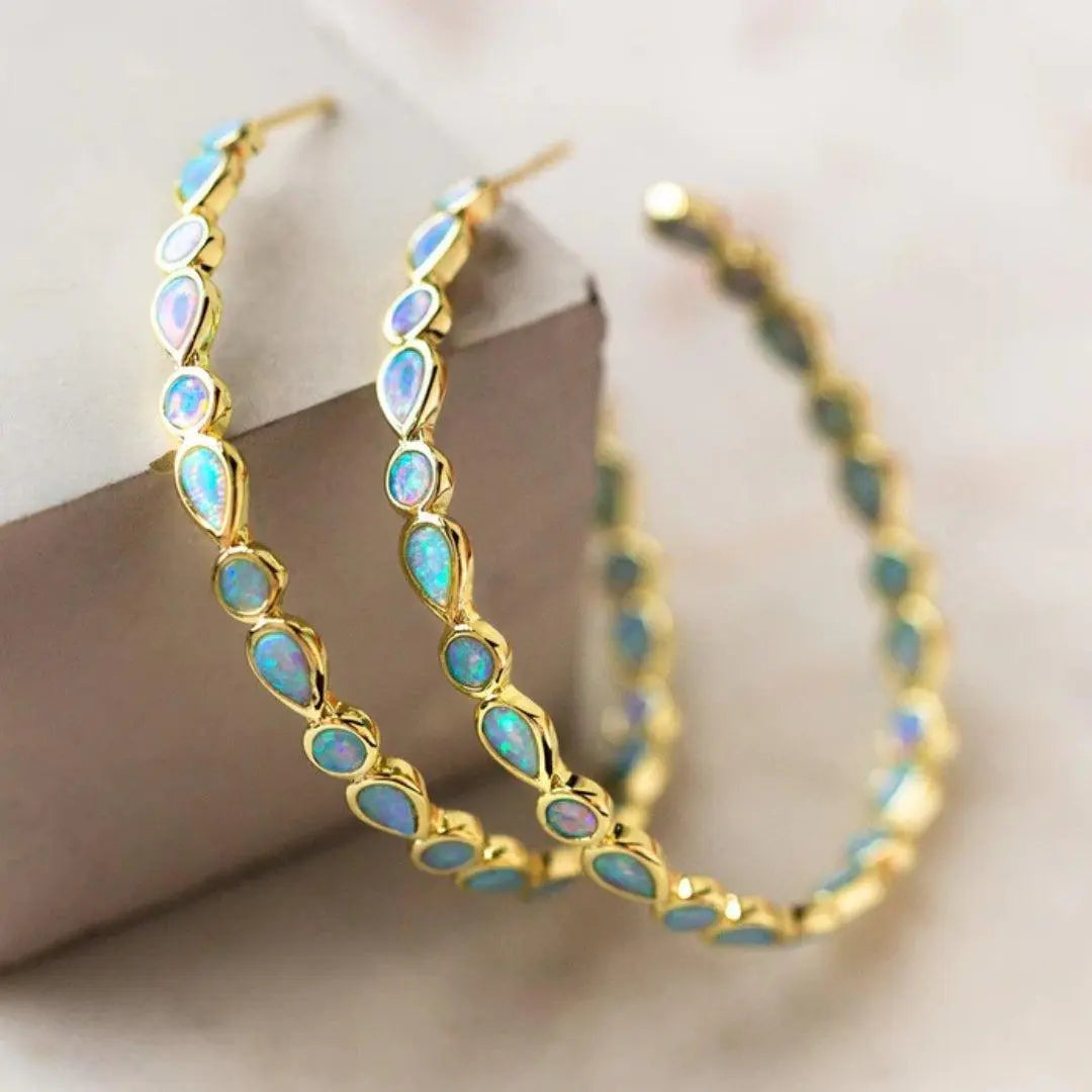 Orecchini Vintage con Opale Blu Dorati