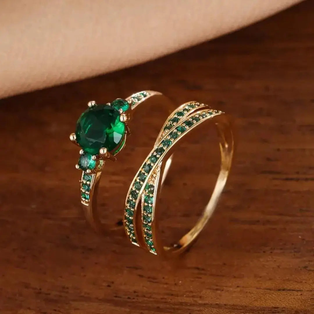 Set di Anelli Elegante Dorato