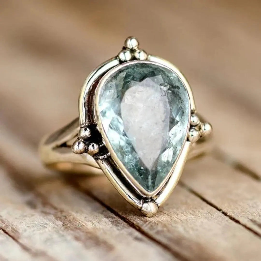 Anello Vintage con Cristallo Blu