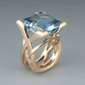 Anello Vintage Floreale con Zirconia Blu Oro Rosa