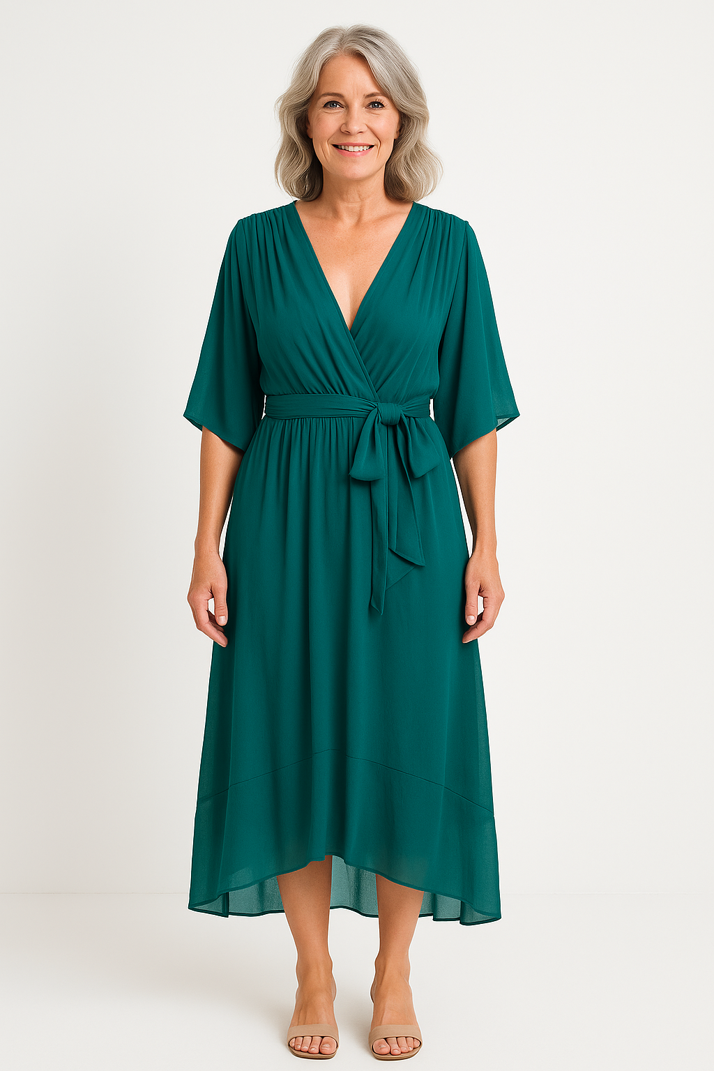 Claire | Abito midi con cintura in vita