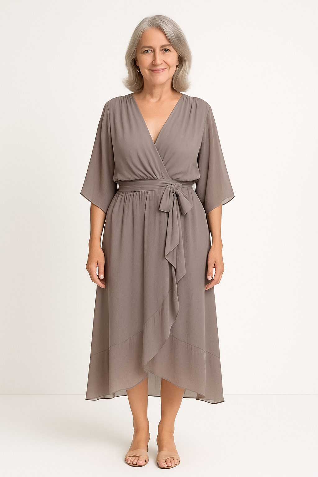Claire | Abito midi con cintura in vita
