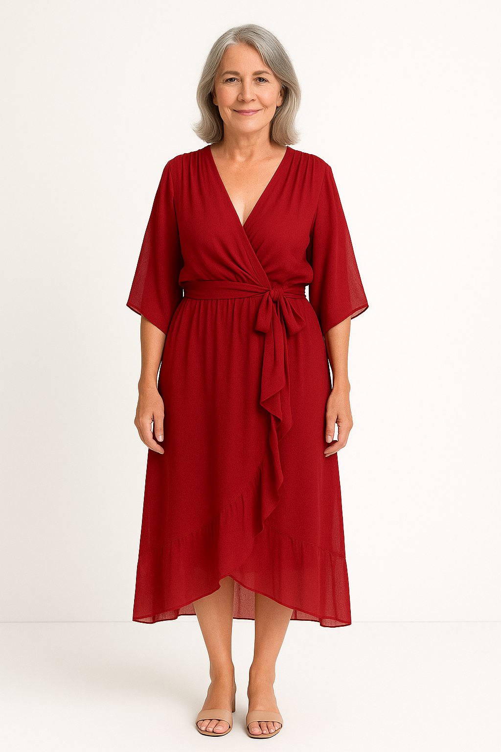 Claire | Abito midi con cintura in vita