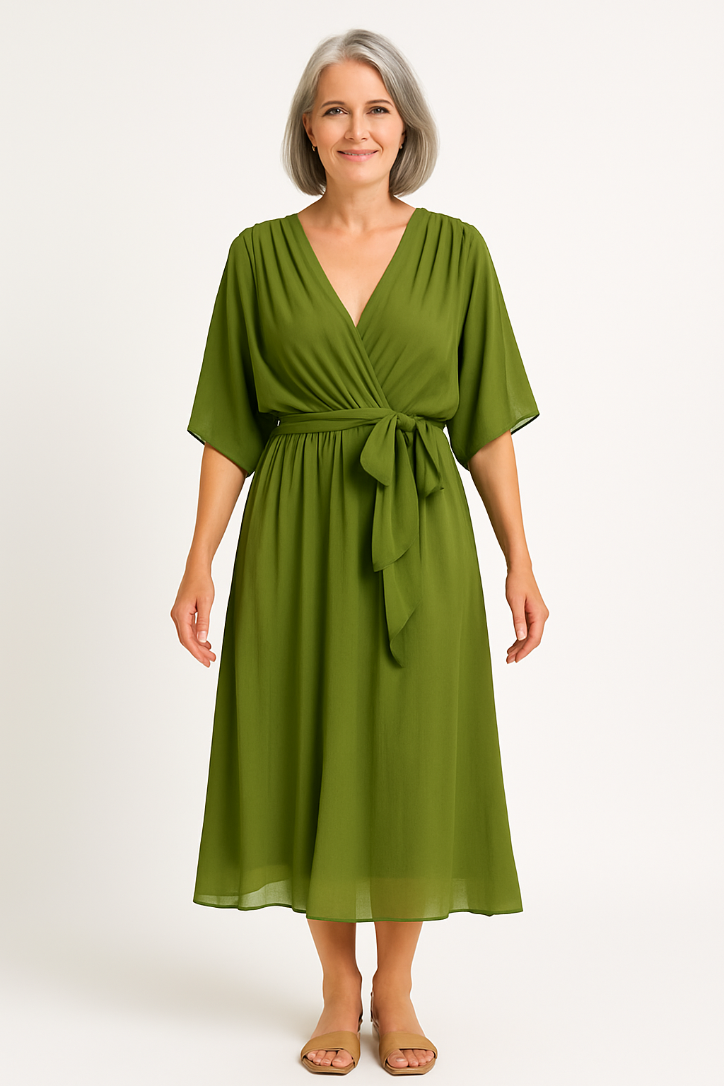 Claire | Abito midi con cintura in vita