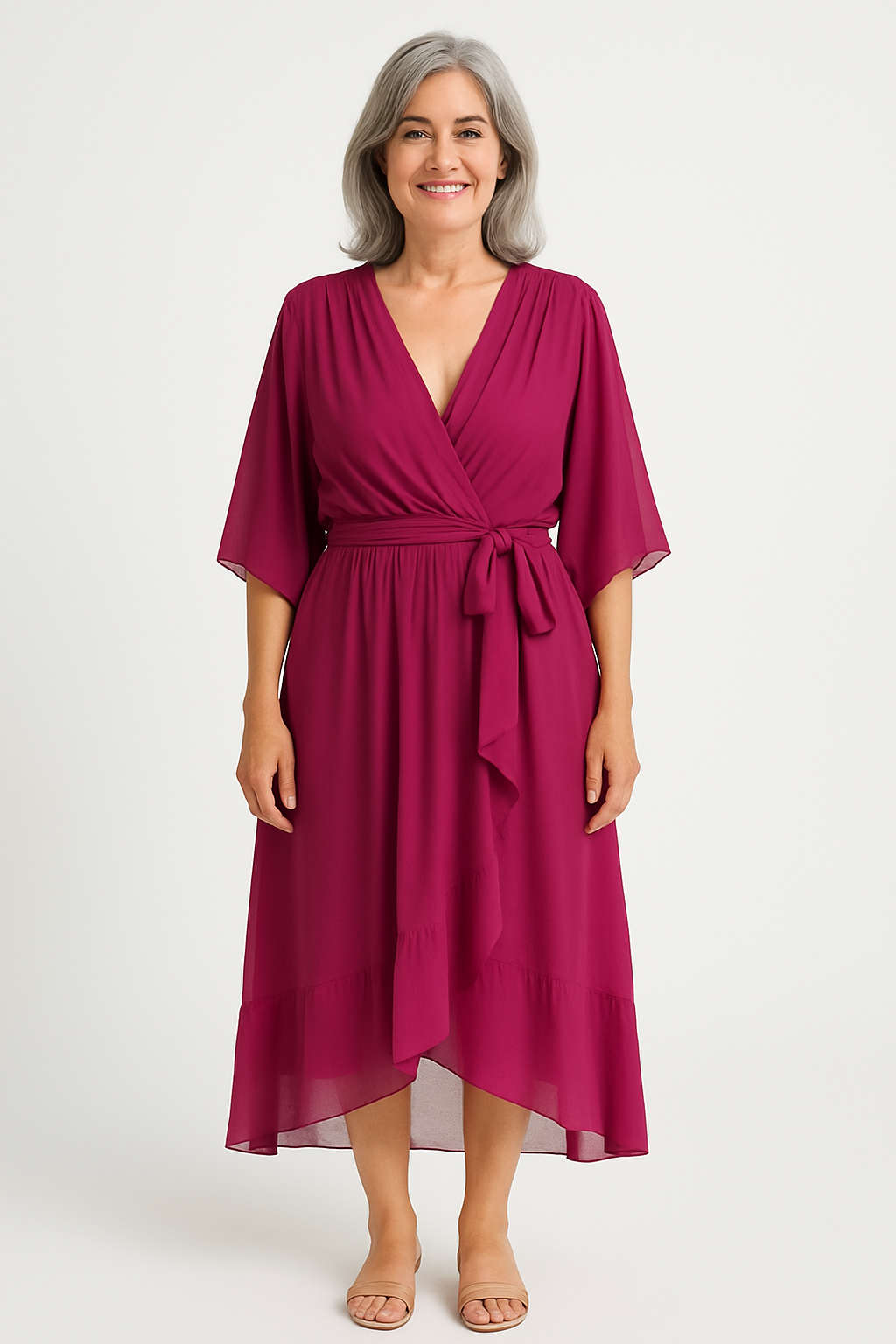 Claire | Abito midi con cintura in vita
