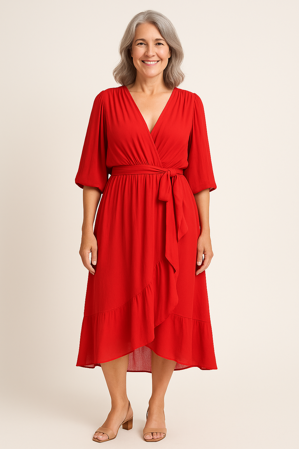 Claire | Abito midi con cintura in vita