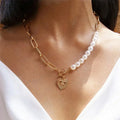 Collana con Ciondolo a Cuore e Perle Dorata