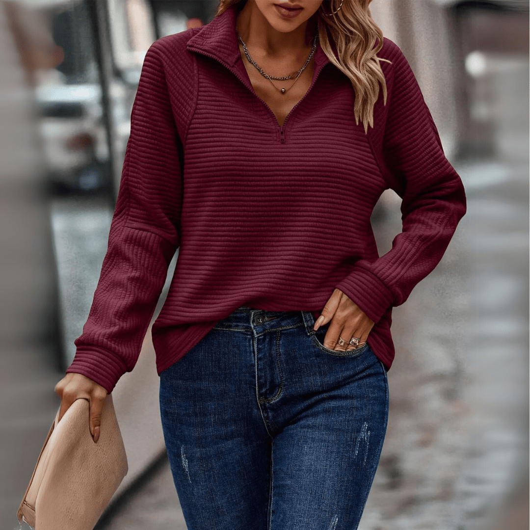 Jenica | Pullover chic mezza zip