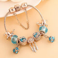 Bracciale Floreale con Zirconia Blu Oro Rosa