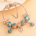 Bracciale Floreale con Zirconia Blu Oro Rosa