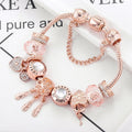 Bracciale Floreale con Gatto e Charm Oro Rosa