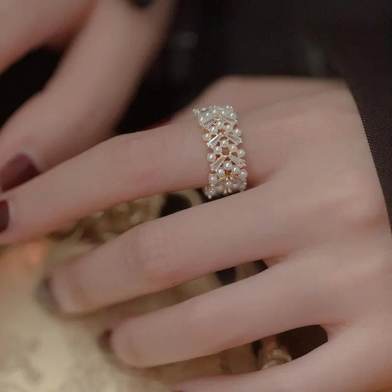 Anello con Perle Dorato