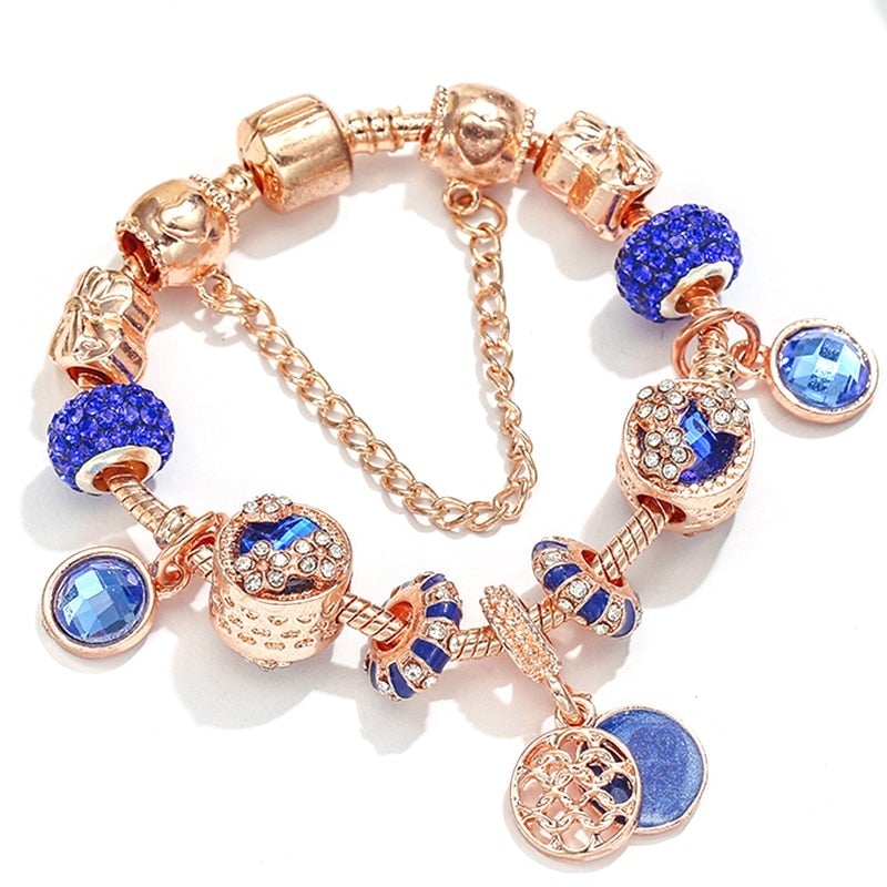 Bracciale con Cristallo Blu Argentato