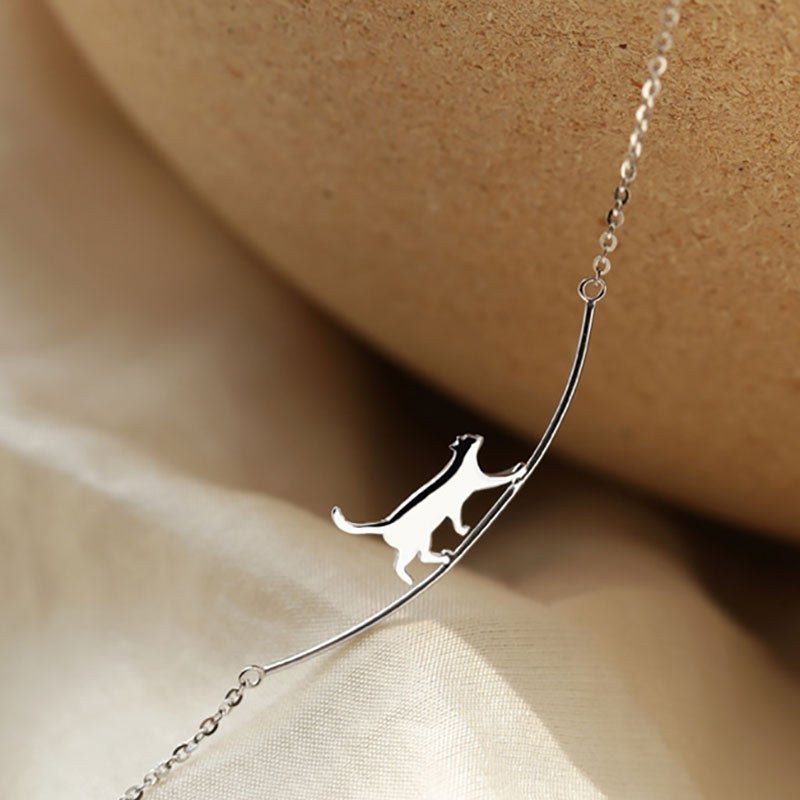Collana con Gatto Argentata