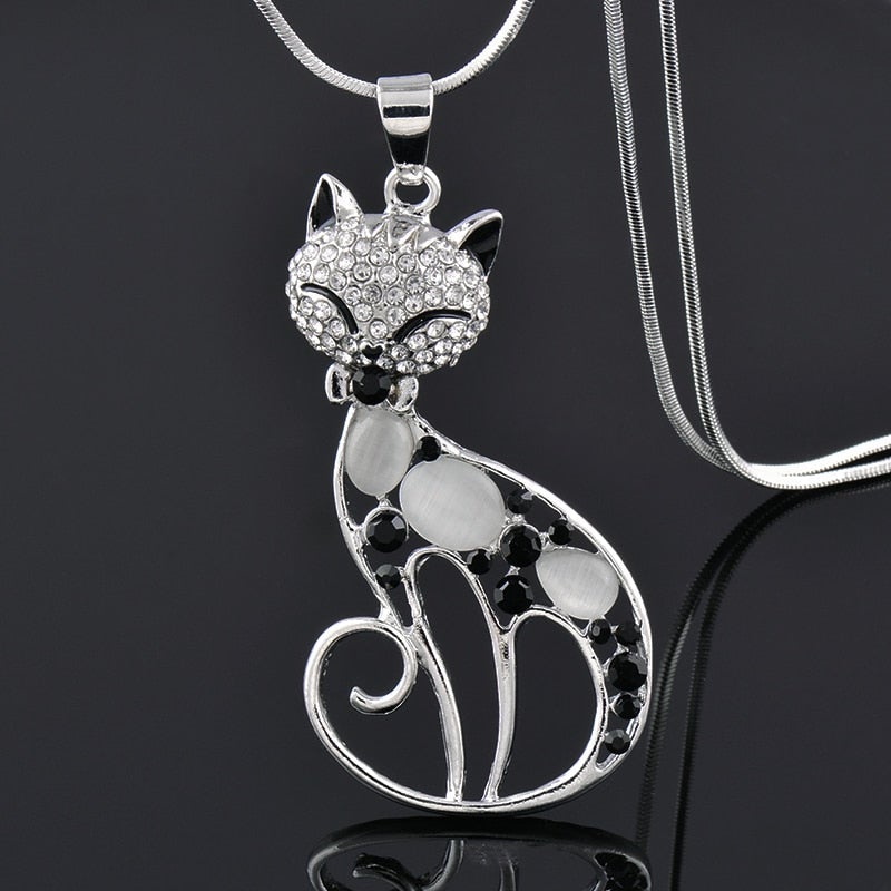 Collana con Gatto e Zirconia Argentata