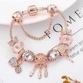 Bracciale Floreale con Gatto e Charm Oro Rosa